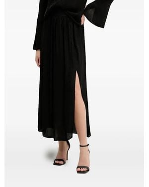 ARMANI EXCHANGE Logo-Print Side-Slit Midi Skirt - Black