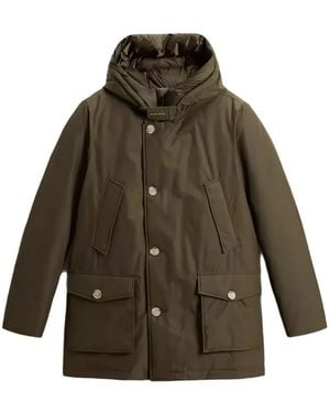 Woolrich Arctic Hooded Button-Fastening Coat - Green