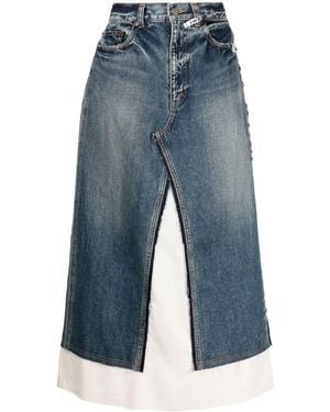 Maison Mihara Yasuhiro Layered Denim Flared Skirt - Blue