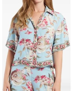 Rene' Derhy Angele Floral-Print Buttoned Shirt - Blue