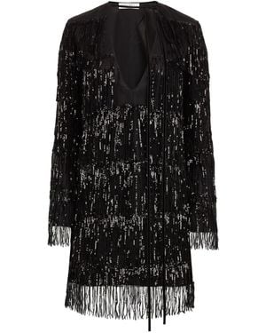 Nina Ricci Sequin-Embellished Fringed Mini Dress - Black