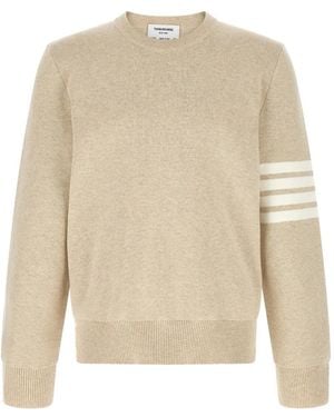 Thom Browne Four-Bar Side-Slit Jumper - Natural