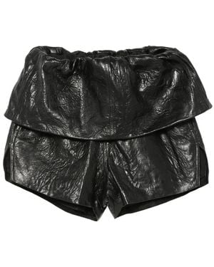 Rick Owens Crater Leather Shorts - Black