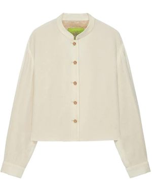 Shanghai Tang Infinite Knot Mulberry-Silk Cropped Jacket - White