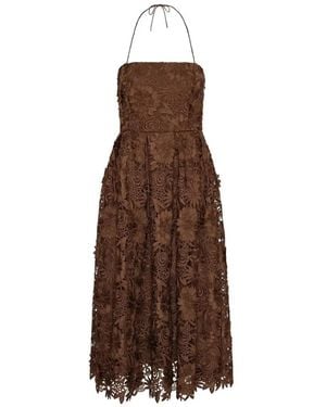 ROTATE BIRGER CHRISTENSEN Floral Lace Midi Dress - Brown