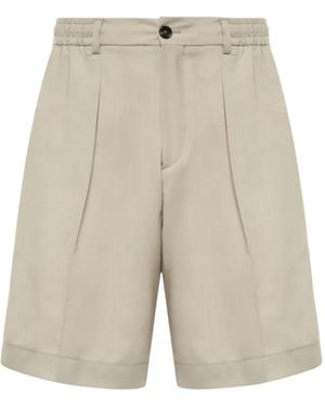 BE ABLE Pleated Elasticated-Waist Shorts - White
