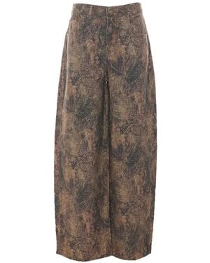 Liu Jo Paisley-Print Wide-Leg Jeans - Brown