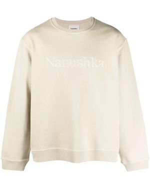 Nanushka Logo-Embroidered Cotton Sweatshirt - Natural