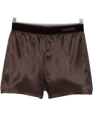 Tom Ford Silk-Satin Pyjamas Shorts - Brown
