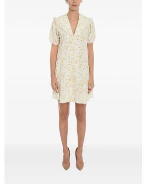 Samsøe & Samsøe Floral-Print Ruffled Mini Dress - Natural