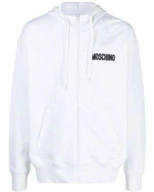 Moschino Teddy-Print Cotton Hoodie - White