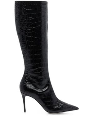 Paris Texas Vera Croc-Effect Boots - Black