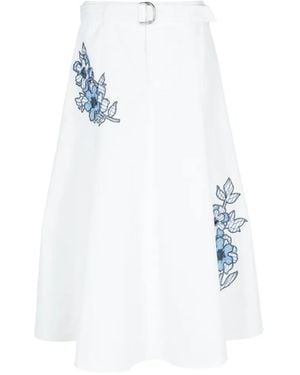 Cinq À Sept Samara Floral-Embroidered Mid Skirt - White