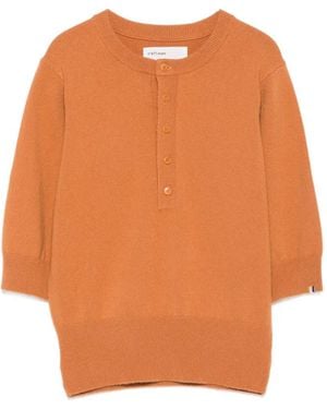 Extreme Cashmere Button-Placket Top - Orange
