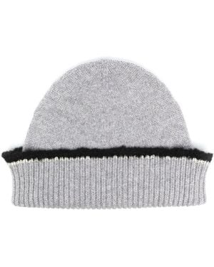 Barrie Shearling-Trim Cashmere Beanie - Gray