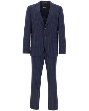 BOSS Pinstripe-Print Virgin-Wool Suit - Blue