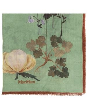 Max Mara Floral-Print Frayed Scarf - Green