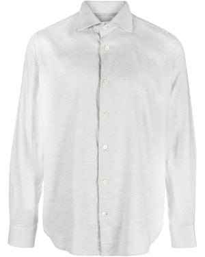 Eleventy Dandy Long-Sleeved Cotton-Lyocell Shirt - White