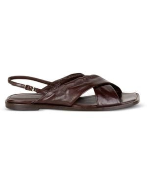 Guglielmo Rotta Tibs Crisscross Crossover Leather Sandals - Brown
