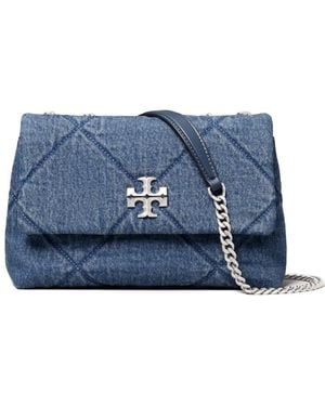 Tory Burch Small Kira Diamond Quilted Denim Shoulder Bag - Blue