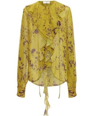 Victoria Beckham Romantic Floral-Print Blouse - Yellow