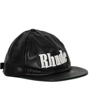 Rhude Logo-Embroidered Leather Baseball Cap - Black