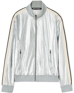 Palm Angels Metallic-Finish Leather Jacket - Grey
