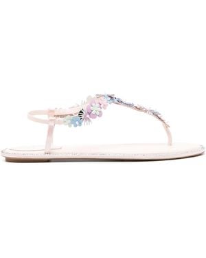 Rene Caovilla Sandalias con aplique floral - Blanco