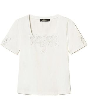 Twinset Lace-Detail T-Shirt - White