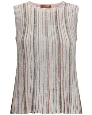Missoni Sleeveless Ribbed Top With Sequins - Gray