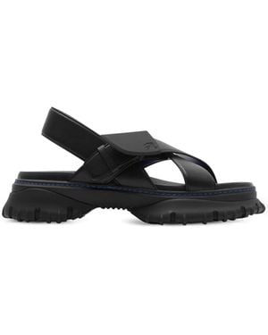 Burberry Sandalen Aus Strukturiertem Leder - Schwarz