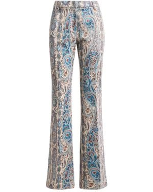 Etro Flared Jacquard Paisley Trousers - Blue