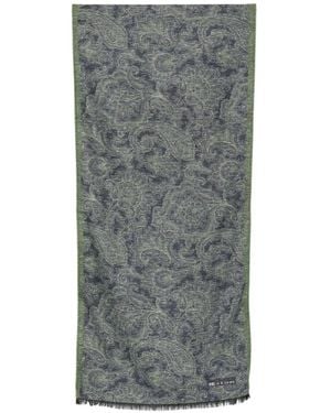 Kiton Paisley-Print Frayed Scarf - Gray