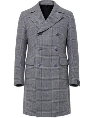 Tagliatore Double-Breasted Check Coat - Grey