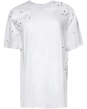 Interior Mandy Diamante T-Shirt mit Cut-Out - Weiß