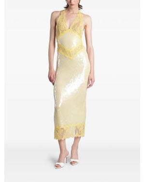 retroféte Vicky Sequin-Embellished Lace-Trim Midi Dress - White