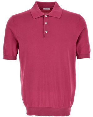 Malo Ribbed-Detailing Polo Shirt - Pink