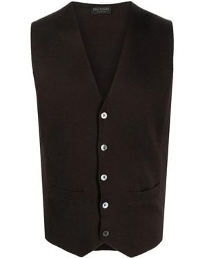 Dell'Oglio V-Neck Fine-Knit Vest - Black