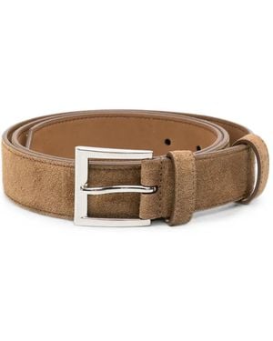 Prada Logo-Plaque Suede Belt - Brown
