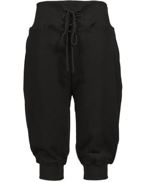 604SERVICE Lace-Up Cropped Track Pants - Black