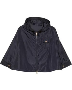 Moncler Capa Con Capucha Y Parche Del Logo - Azul