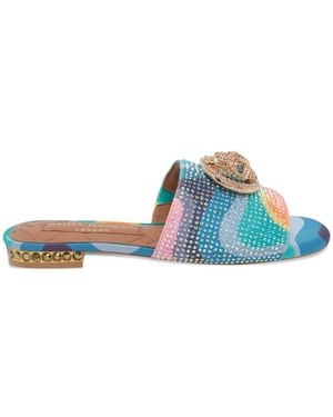 Kurt Geiger Chelsea Crystal-Embellishment Logo Sandals - Blue