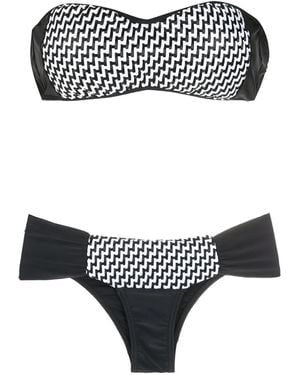 Amir Slama Gemusterter Bandeau-Bikini - Schwarz