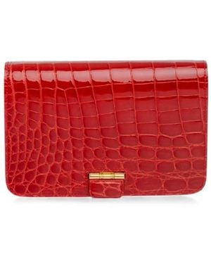 Kwanpen Lyra Crocodile-Effect Wallet - Red