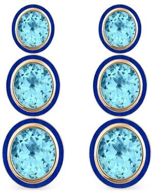 Goshwara 3-Tier Oval Topaz And Lapis Earrings - Blue