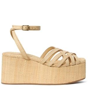 Loeffler Randall Channing Platform Crossover Sandals - Natural