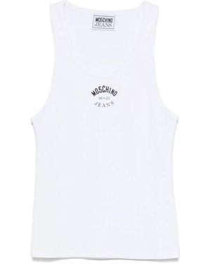Moschino Logo Scoop Neck Top - White