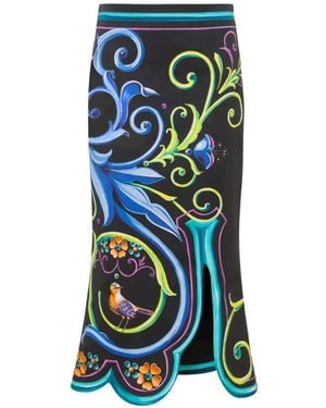 Moschino Scalloped-Hem Midi Skirt - Green