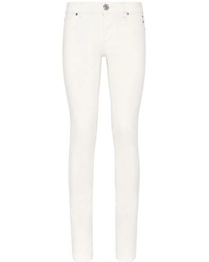 Philipp Plein Jeggings Con Logo - Bianco