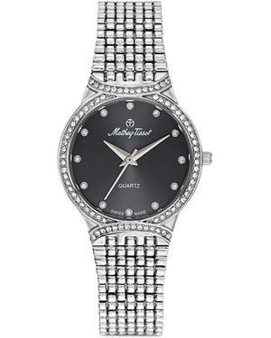 Mathey-Tissot Crystal-Embellished 28Mm Watch - Metallic